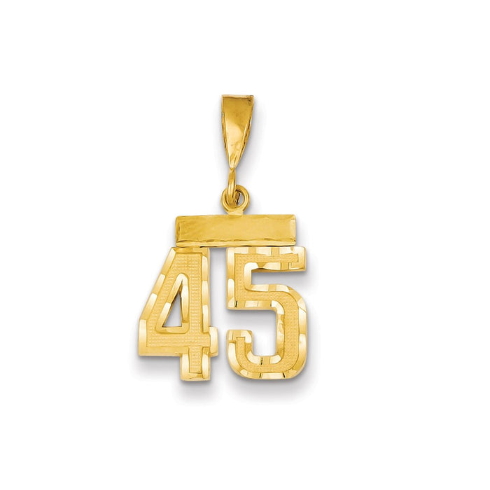 Million Charms 14K Yellow Gold Themed Small Diamond-Cut Number 45 Charm