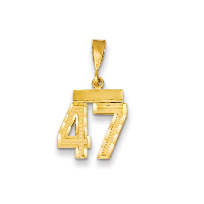 Million Charms 14K Yellow Gold Themed Small Diamond-Cut Number 47 Charm