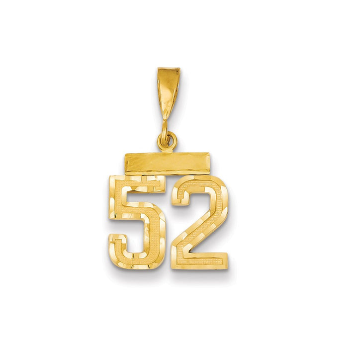 Million Charms 14K Yellow Gold Themed Small Diamond-Cut Number 52 Charm