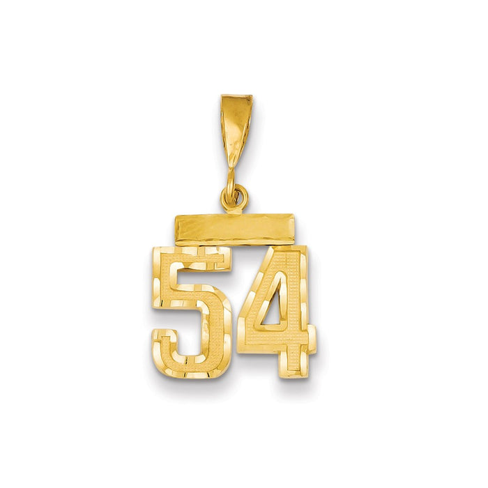 Million Charms 14K Yellow Gold Themed Small Diamond-Cut Number 54 Charm