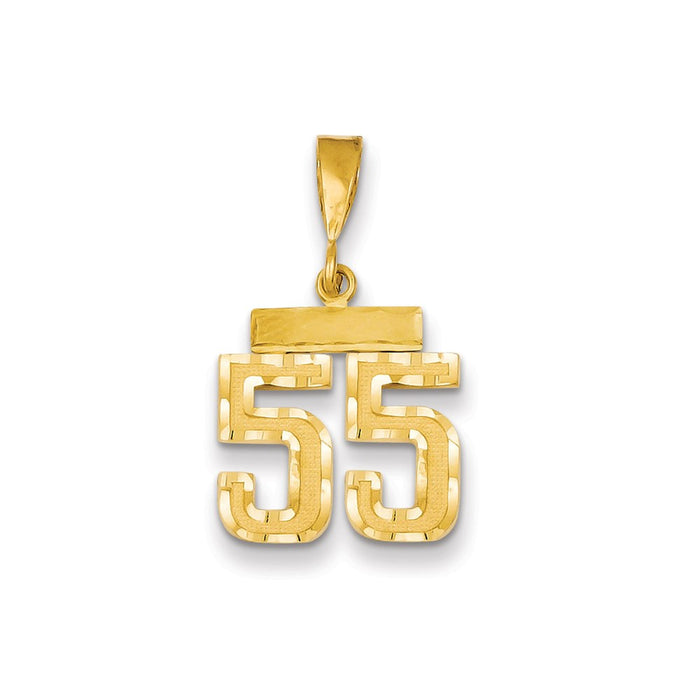 Million Charms 14K Yellow Gold Themed Small Diamond-Cut Number 55 Charm