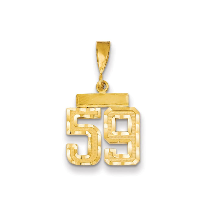 Million Charms 14K Yellow Gold Themed Small Diamond-Cut Number 59 Charm