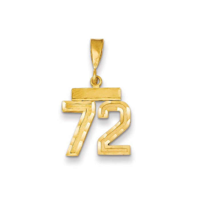 Million Charms 14K Yellow Gold Themed Small Diamond-Cut Number 72 Charm