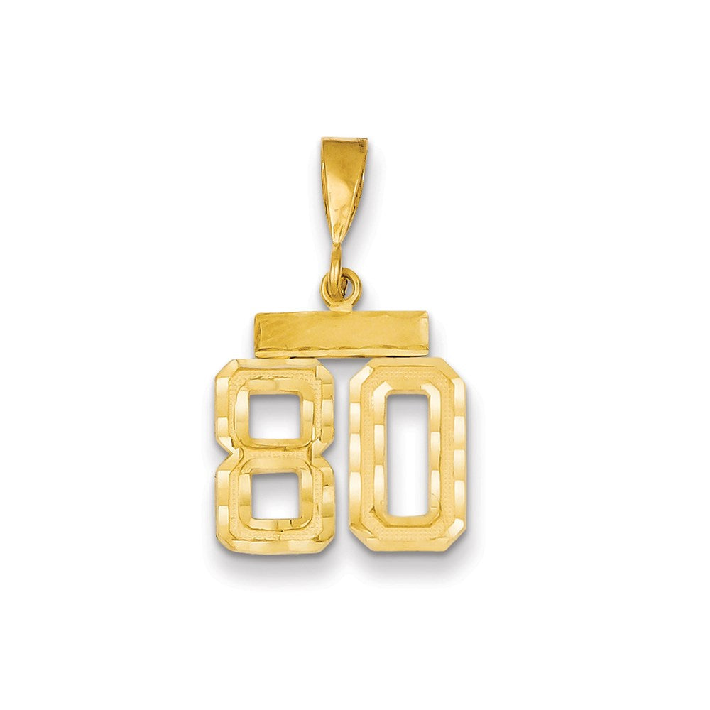 Million Charms 14K Yellow Gold Themed Small Diamond-Cut Number 80 Charm