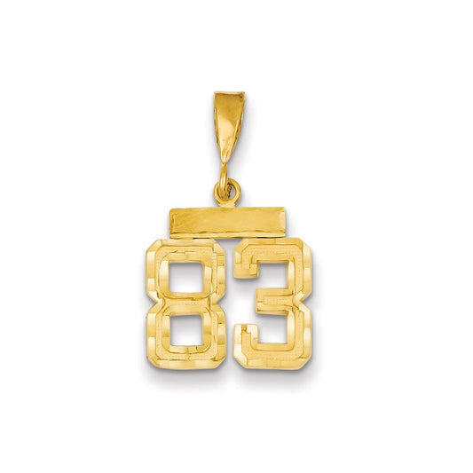 Million Charms 14K Yellow Gold Themed Small Diamond-Cut Number 83 Charm