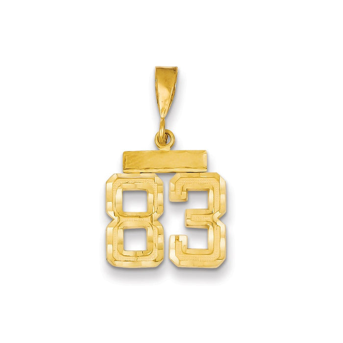 Million Charms 14K Yellow Gold Themed Small Diamond-Cut Number 83 Charm