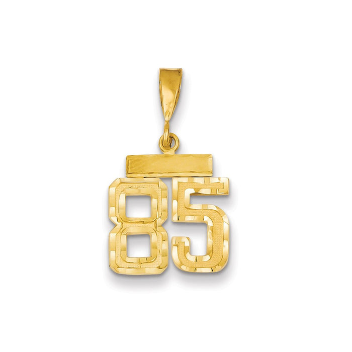 Million Charms 14K Yellow Gold Themed Small Diamond-Cut Number 85 Charm