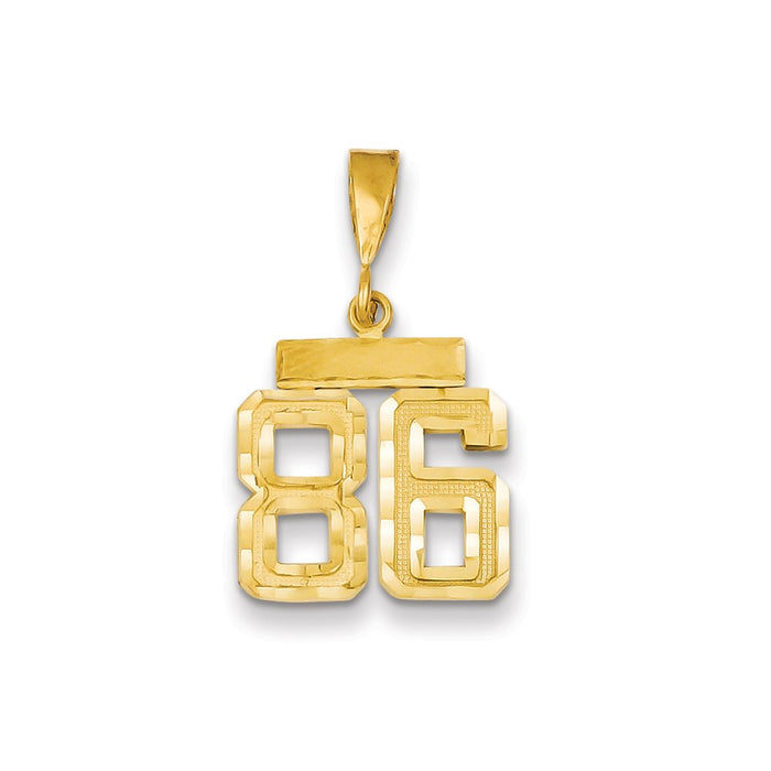 Million Charms 14K Yellow Gold Themed Small Diamond-Cut Number 86 Charm