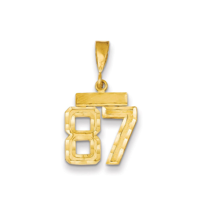 Million Charms 14K Yellow Gold Themed Small Diamond-Cut Number 87 Charm