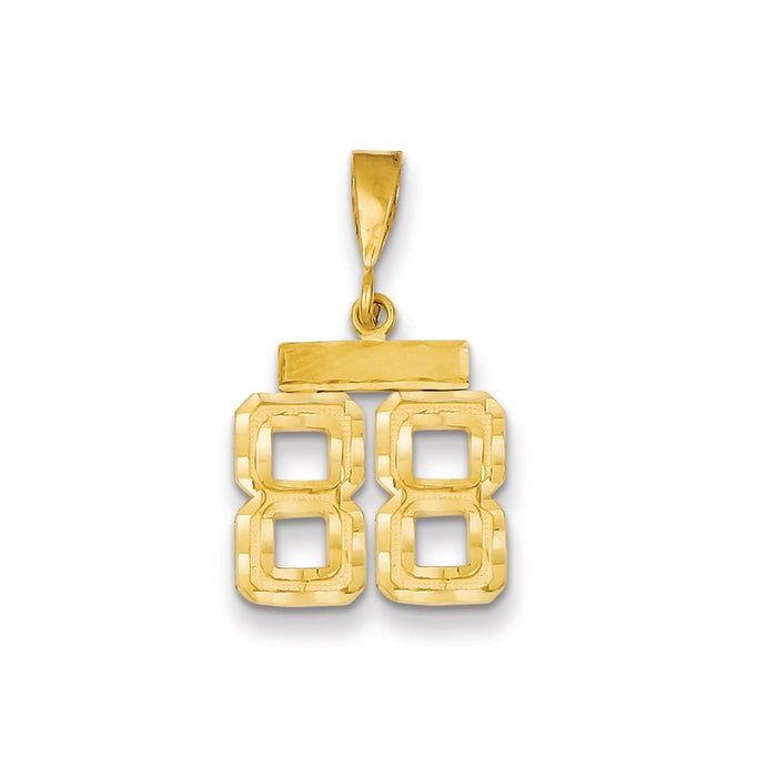 Million Charms 14K Yellow Gold Themed Small Diamond-Cut Number 88 Charm