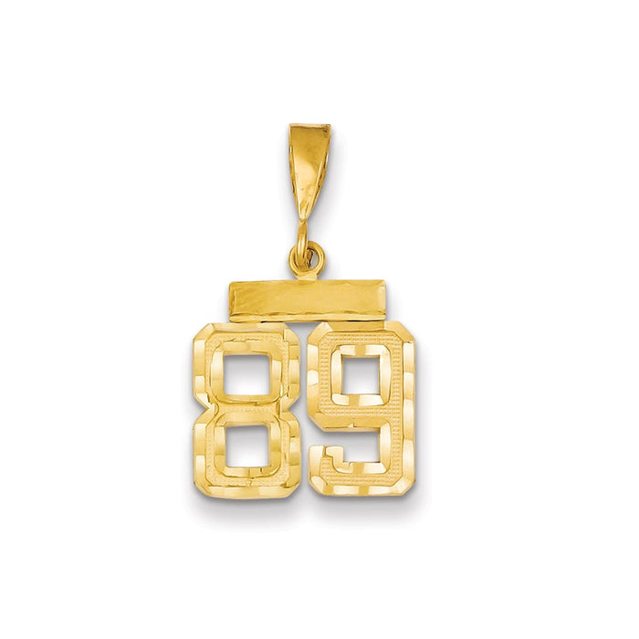 Million Charms 14K Yellow Gold Themed Small Diamond-Cut Number 89 Charm