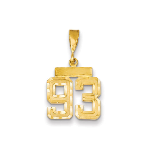 Million Charms 14K Yellow Gold Themed Small Diamond-Cut Number 93 Charm