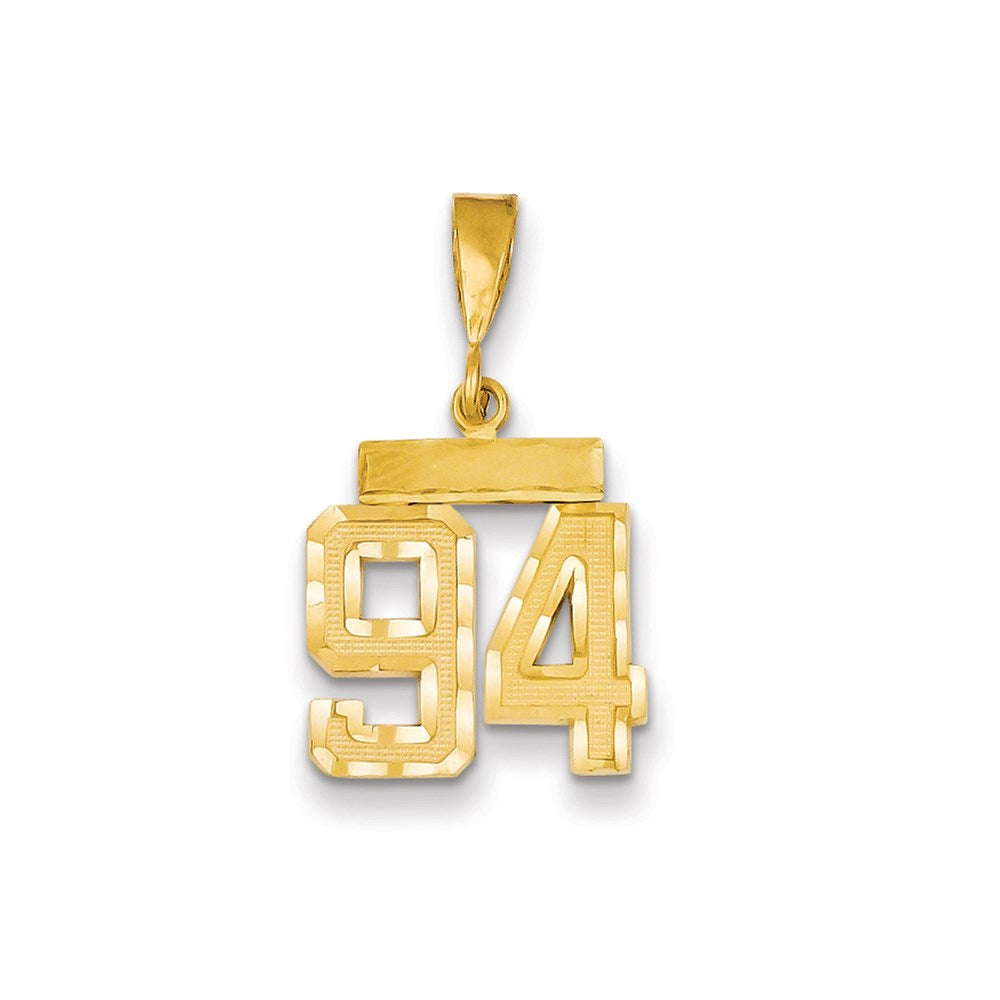 Million Charms 14K Yellow Gold Themed Small Diamond-Cut Number 94 Charm
