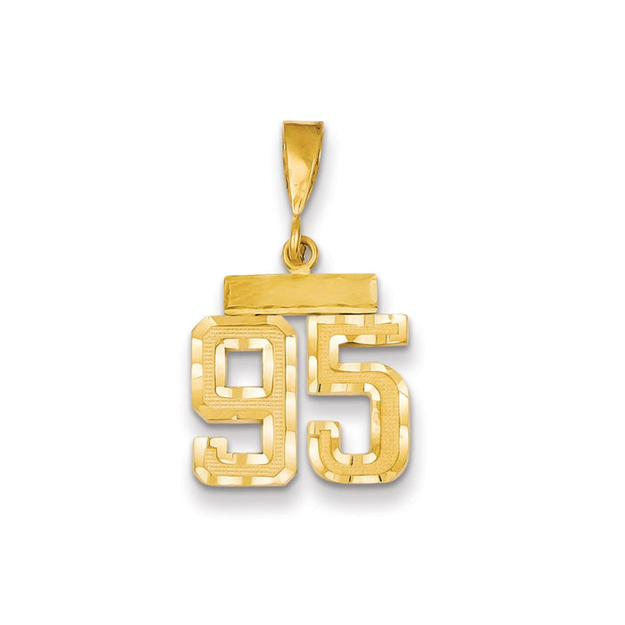 Million Charms 14K Yellow Gold Themed Small Diamond-Cut Number 95 Charm