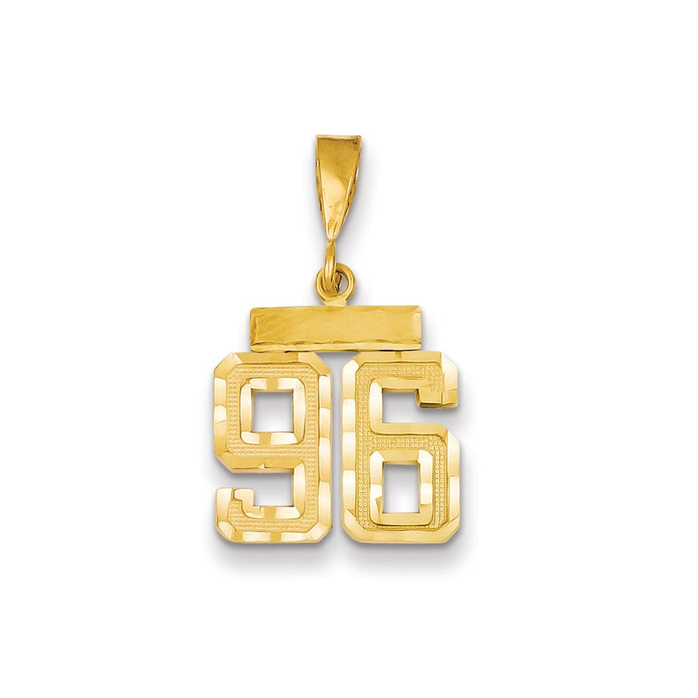 Million Charms 14K Yellow Gold Themed Small Diamond-Cut Number 96 Charm