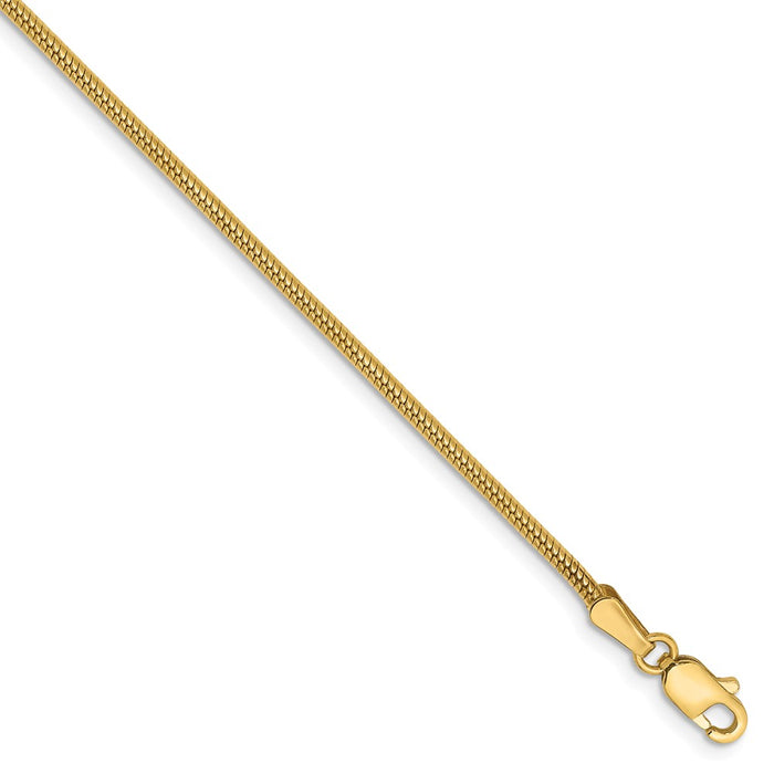 Million Charms 14k Yellow Gold 1.6mm Round Snake Chain, Chain Length: 7 inches