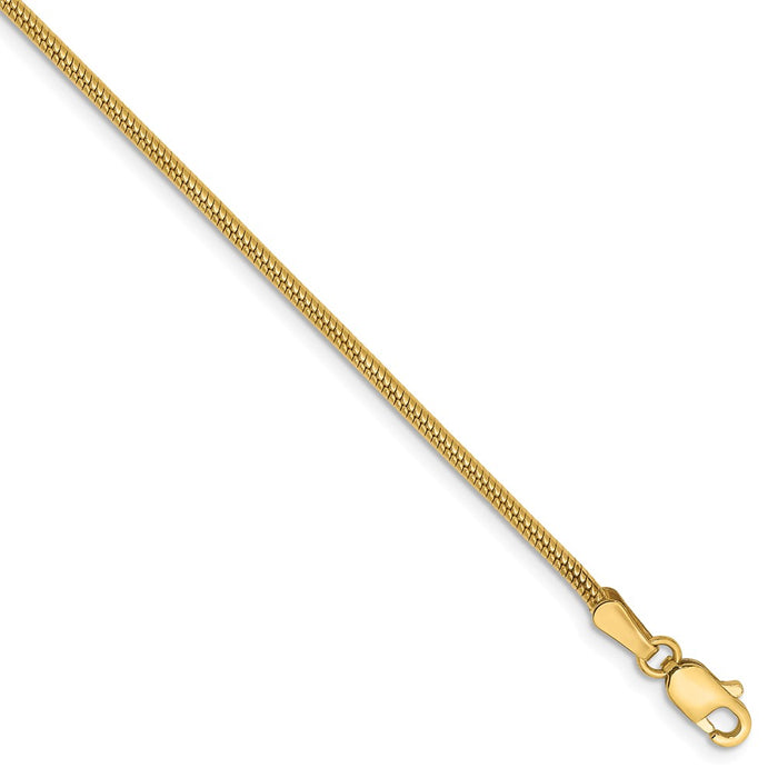 Million Charms 14k Yellow Gold 1.6mm Round Snake Chain, Chain Length: 8 inches