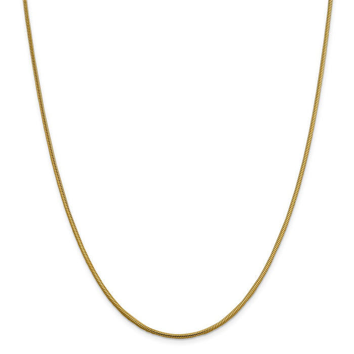 Million Charms 14k Yellow Gold, Necklace Chain, 1.85mm Round Snake Chain, Chain Length: 18 inches