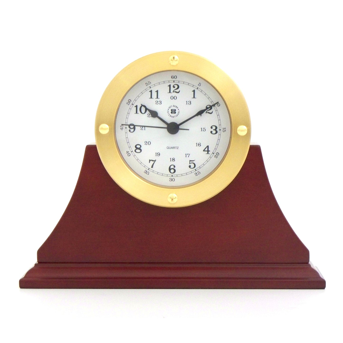 Occasion Gallery Gold/Mahogany Color Gold Tone Round Quartz Clock on Mahogany Base. 8 L x 2.5 W x 6 H in.