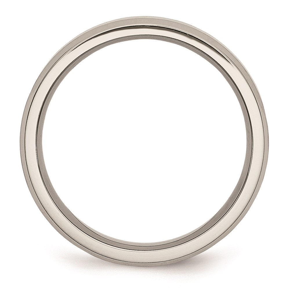 Unisex Fashion Jewelry, Chisel Brand Stainless Steel Flat Beveled Edge 6mm Brushed and Polished Ring Band