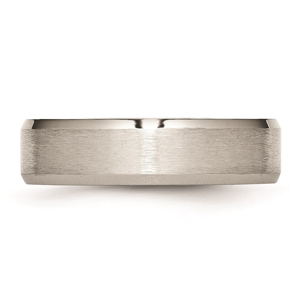 Unisex Fashion Jewelry, Chisel Brand Stainless Steel Flat Beveled Edge 6mm Brushed and Polished Ring Band