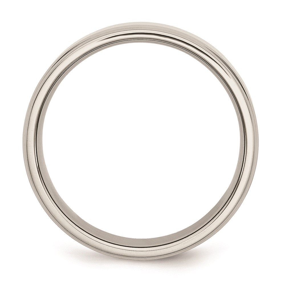 Unisex Fashion Jewelry, Chisel Brand Stainless Steel Ridged Edge 7mm Polished Ring Band
