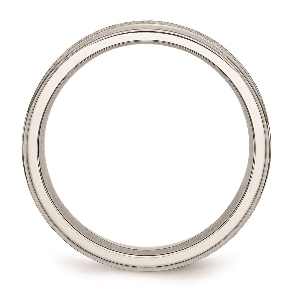 Unisex Fashion Jewelry, Chisel Brand Stainless Steel Ridged Edge 6mm Satin and Polished Ring Band