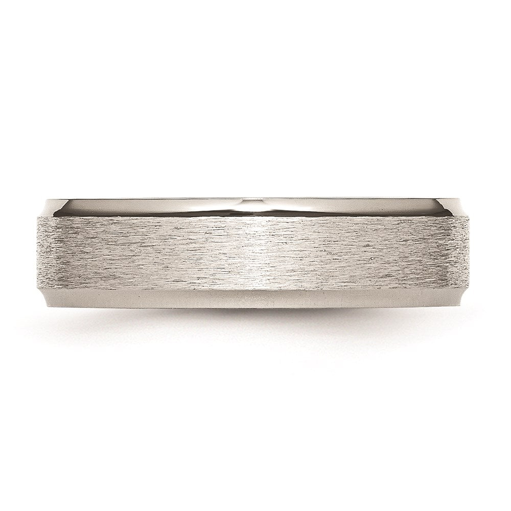 Unisex Fashion Jewelry, Chisel Brand Stainless Steel Ridged Edge 6mm Satin and Polished Ring Band