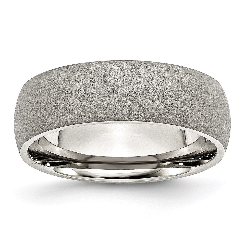 Unisex Fashion Jewelry, Chisel Brand Stainless Steel Stone Finish 7mm Ring Band