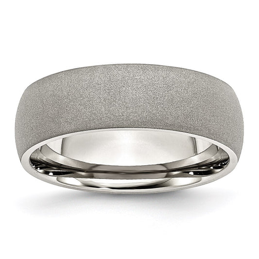 Unisex Fashion Jewelry, Chisel Brand Stainless Steel Stone Finish 7mm Ring Band