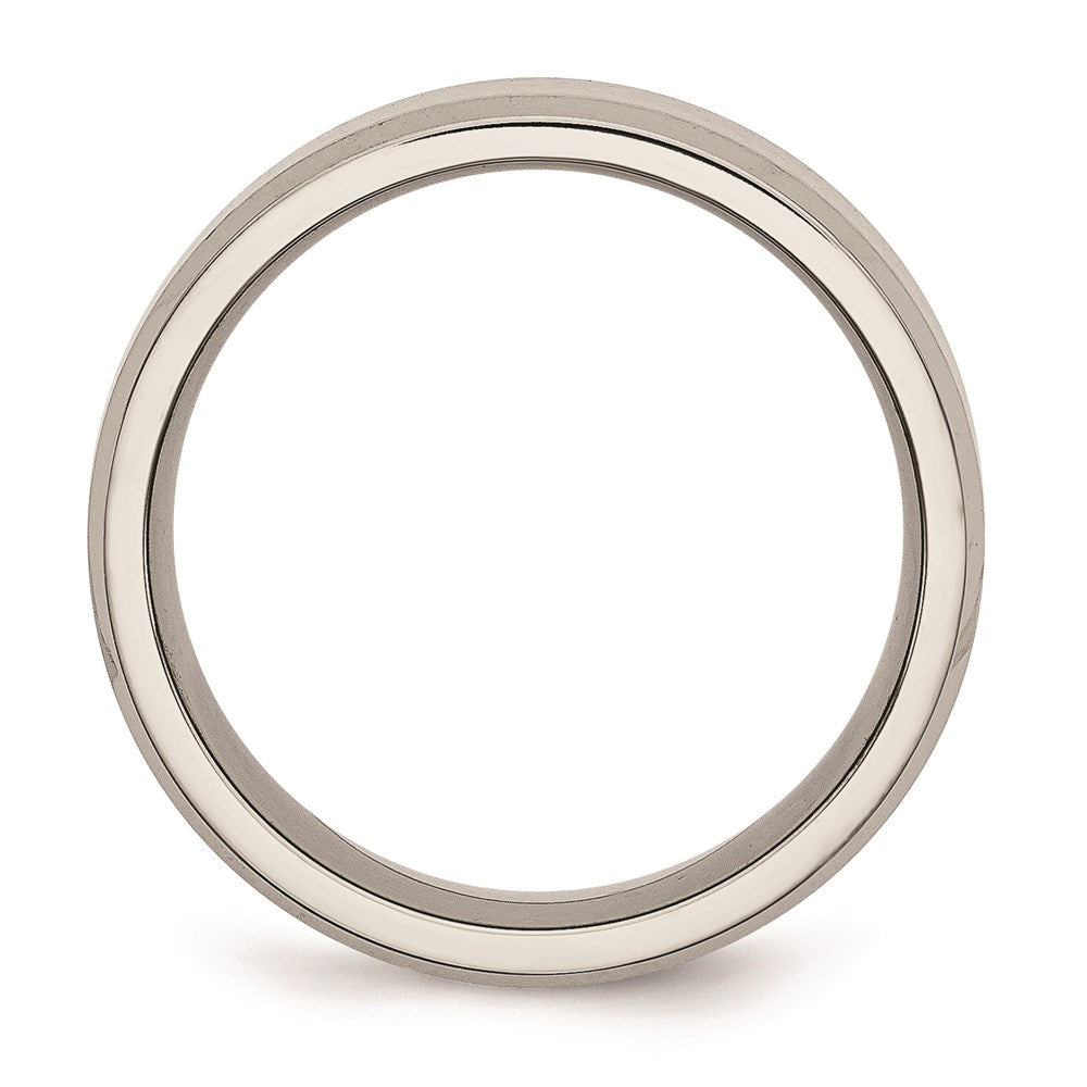 Unisex Fashion Jewelry, Chisel Brand Stainless Steel Flat Beveled Edge 8mm Brushed and Polished Ring Band