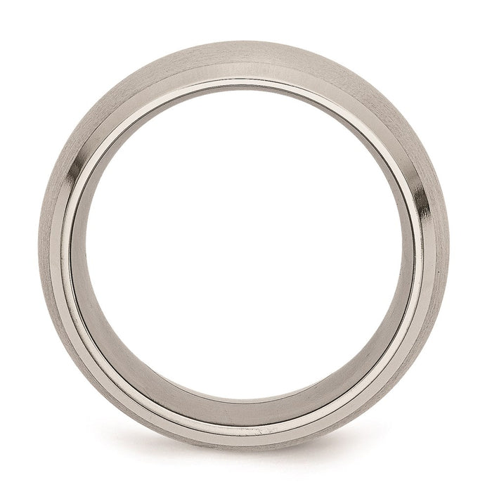 Unisex Fashion Jewelry, Chisel Brand Stainless Steel Beveled Edge 10mm Brushed and Polished Ring Band
