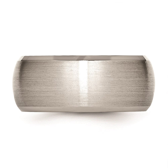 Unisex Fashion Jewelry, Chisel Brand Stainless Steel Beveled Edge 10mm Brushed and Polished Ring Band