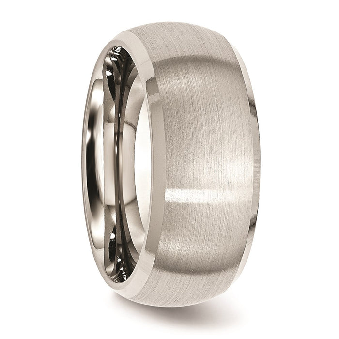 Unisex Fashion Jewelry, Chisel Brand Stainless Steel Beveled Edge 10mm Brushed and Polished Ring Band