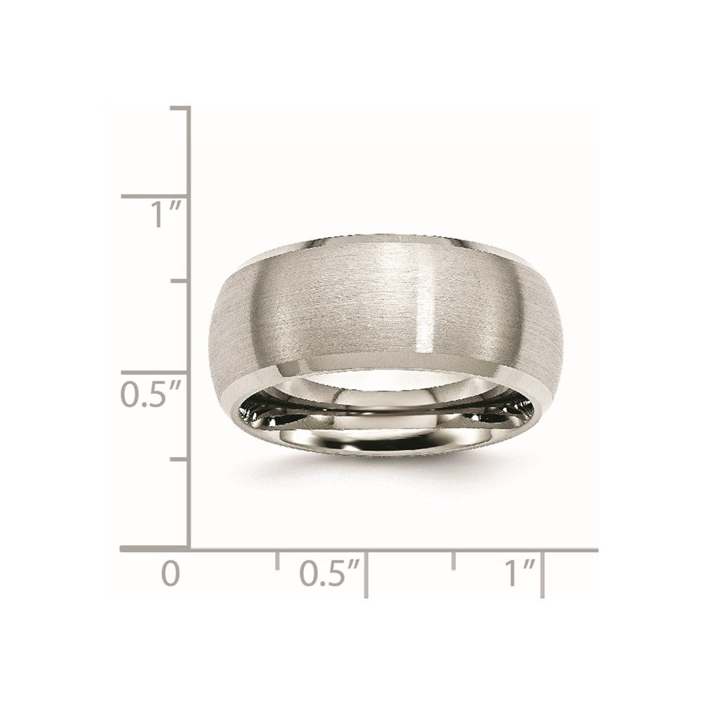 Unisex Fashion Jewelry, Chisel Brand Stainless Steel Beveled Edge 10mm Brushed and Polished Ring Band