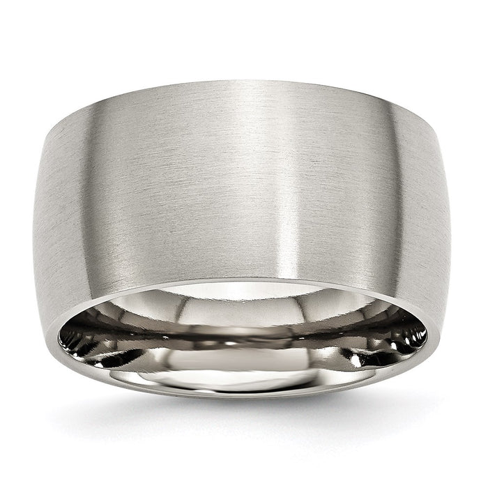 Unisex Fashion Jewelry, Chisel Brand Stainless Steel 12mm Brushed Ring Band