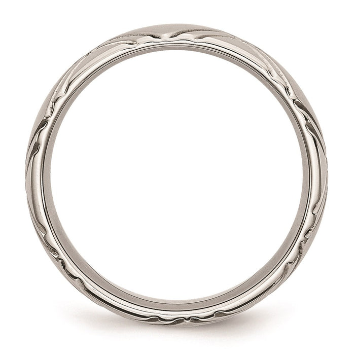 Unisex Fashion Jewelry, Chisel Brand Stainless Steel Criss-cross Design 6mm Brushed and Polished Ring Band