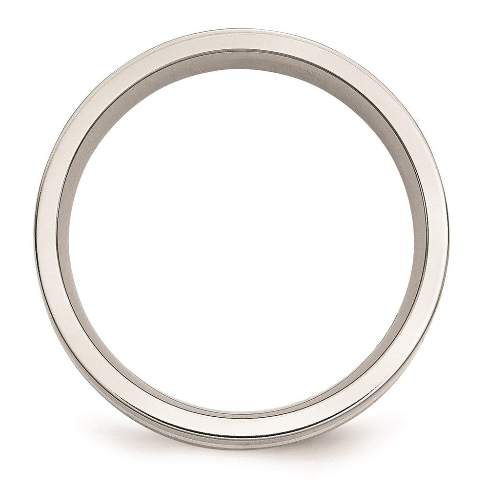 Unisex Fashion Jewelry, Chisel Brand Stainless Steel Sterling Silver Inlay Flat 6mm Polished Ring Band