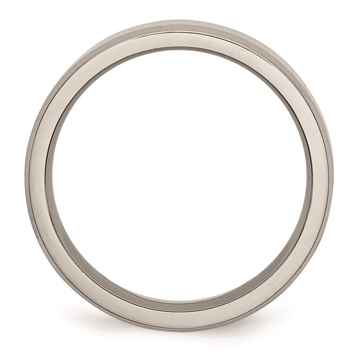Unisex Fashion Jewelry, Chisel Brand Stainless Steel Beveled Edge 6mm Polished Ring Band