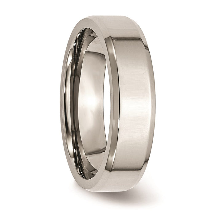 Unisex Fashion Jewelry, Chisel Brand Stainless Steel Beveled Edge 6mm Polished Ring Band