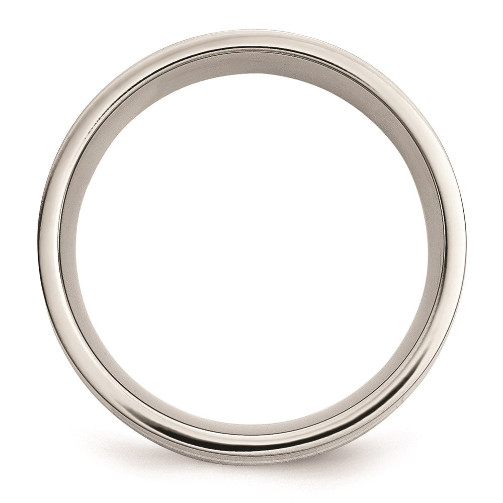 Unisex Fashion Jewelry, Chisel Brand Stainless Steel Sterling Silver Inlay Flat 8mm Polished Ring Band