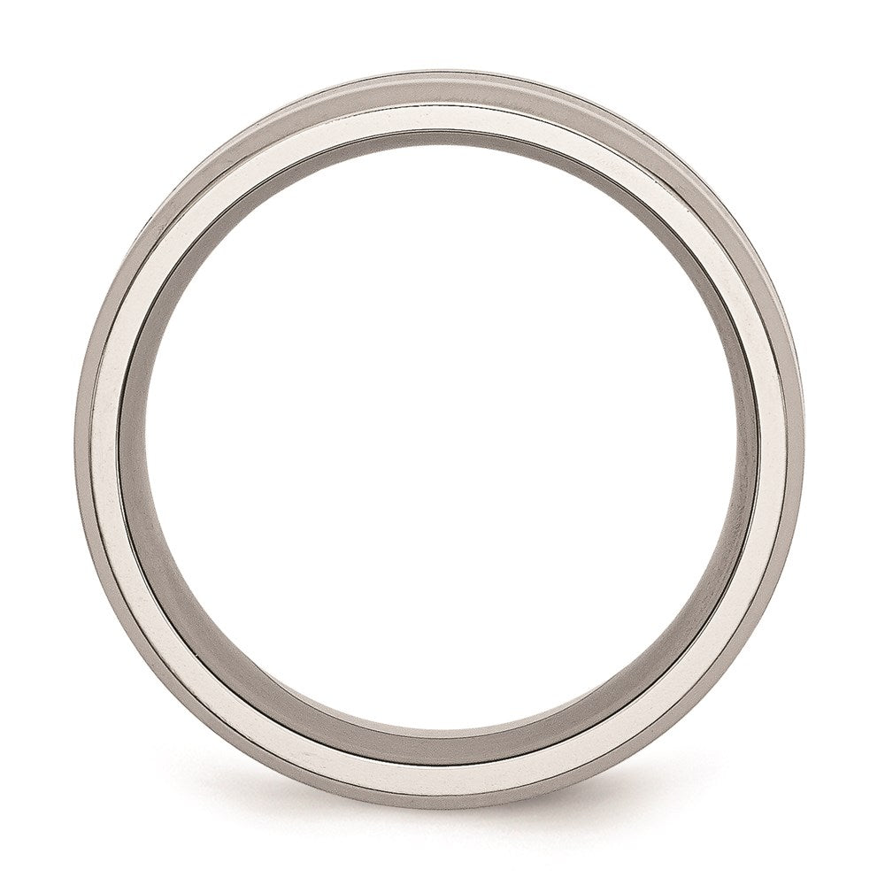 Unisex Fashion Jewelry, Chisel Brand Stainless Steel Black Enamel 8mm Polished Beveled Edge Ring Band