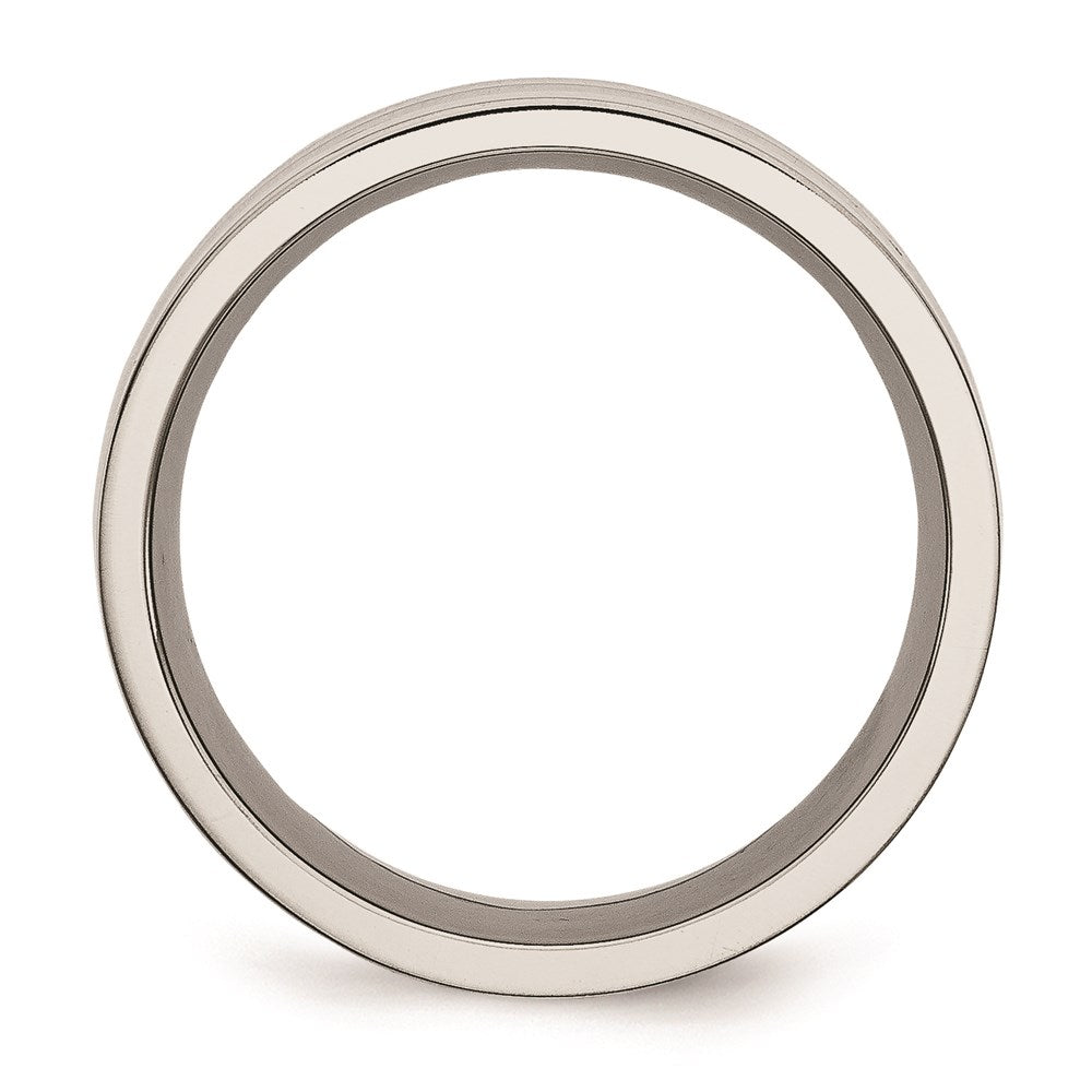 Unisex Fashion Jewelry, Chisel Brand Stainless Steel Black Carbon Fiber Inlay Flat 8mm Polished Ring Band