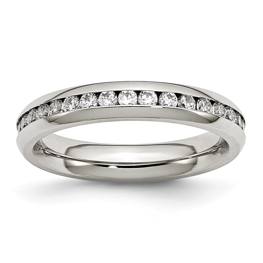 Women's Fashion Jewelry, Chisel Brand Stainless Steel 4mm April Clear CZ Ring
