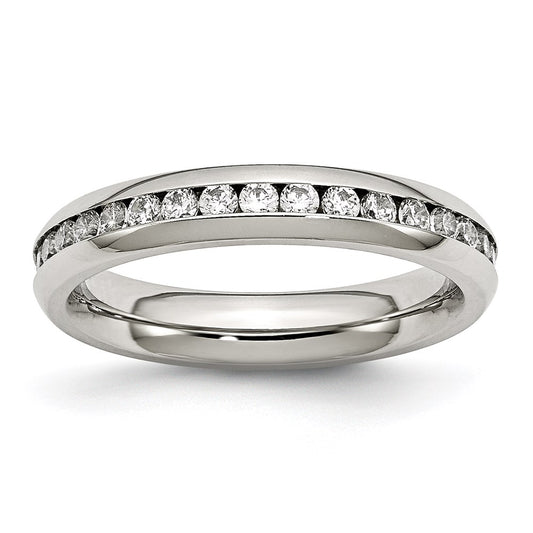Women's Fashion Jewelry, Chisel Brand Stainless Steel 4mm April Clear CZ Ring