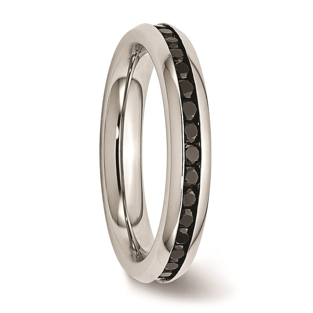 Women's Fashion Jewelry, Chisel Brand Stainless Steel 4mm Black CZ Ring