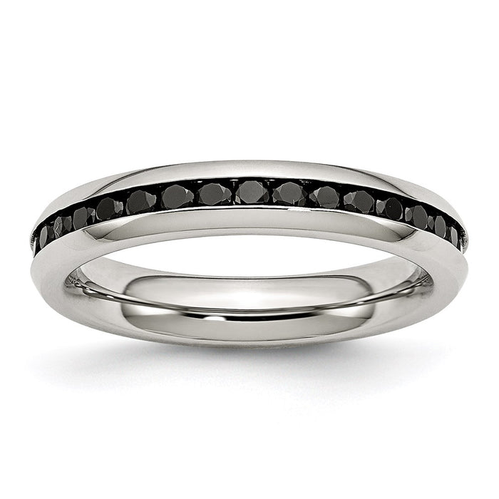 Women's Fashion Jewelry, Chisel Brand Stainless Steel 4mm Black CZ Ring