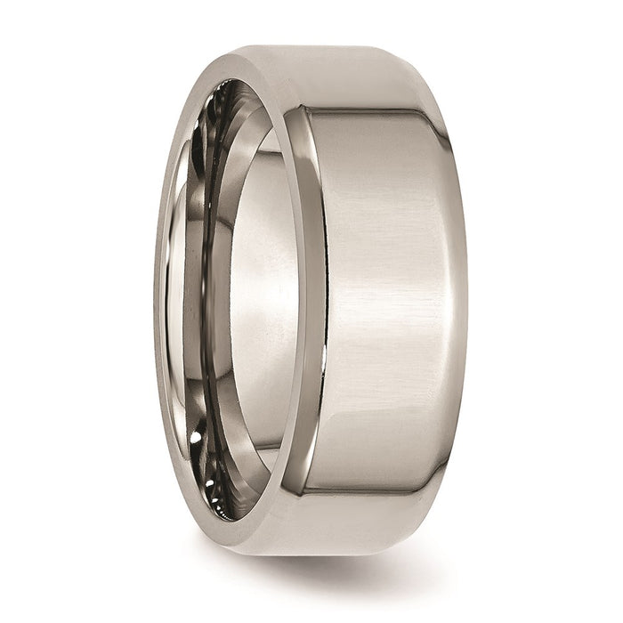 Unisex Fashion Jewelry, Chisel Brand Stainless Steel Beveled Edge 8mm Polished Ring Band