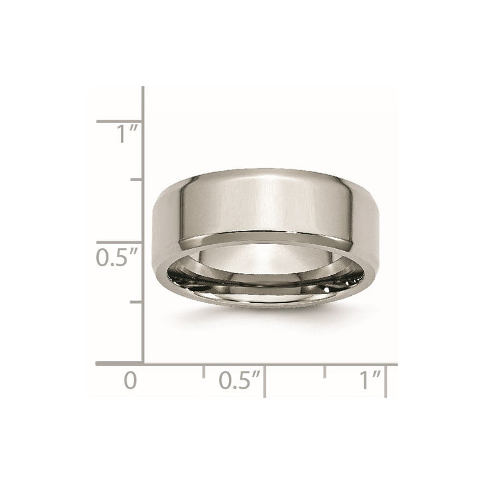 Unisex Fashion Jewelry, Chisel Brand Stainless Steel Beveled Edge 8mm Polished Ring Band