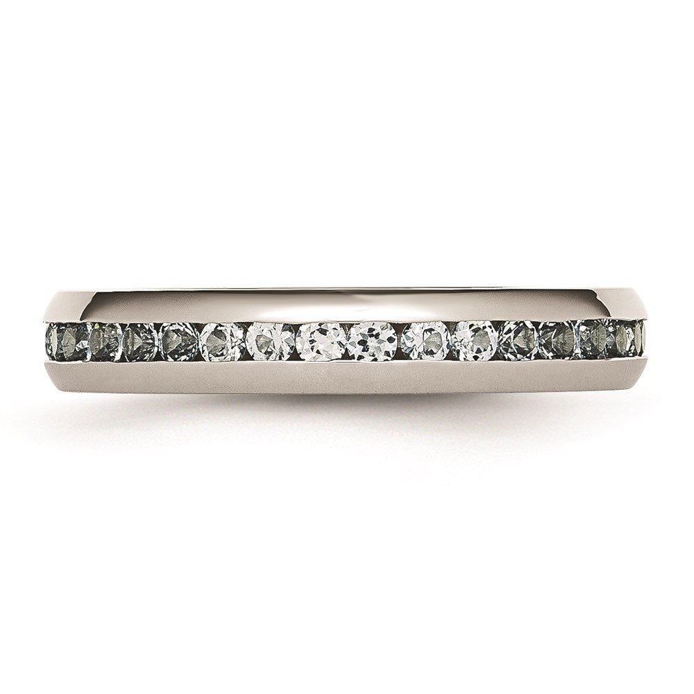 Women's Fashion Jewelry, Chisel Brand Stainless Steel 4mm March Light Blue CZ Ring